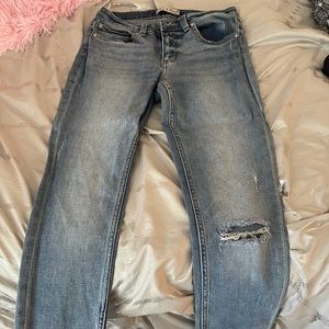 Blue Distressed Knee Jeans